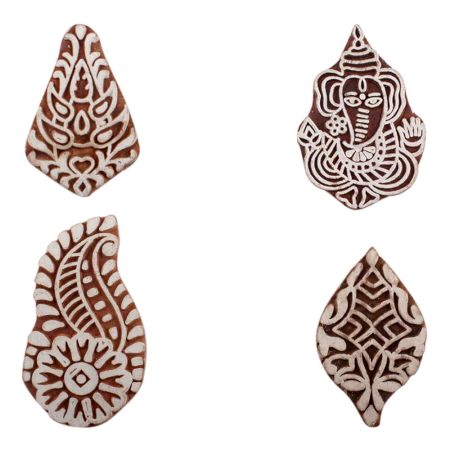 Set of 4 Piece New Mix Wooden Printing Block